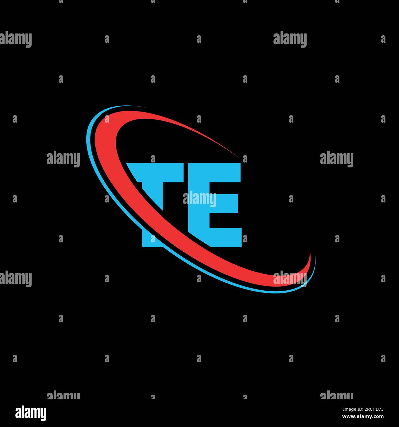 TE T E letter logo design. Initial letter TE linked circle uppercase monogram logo red and blue. TE logo, T E design. te, t e Stock Vector