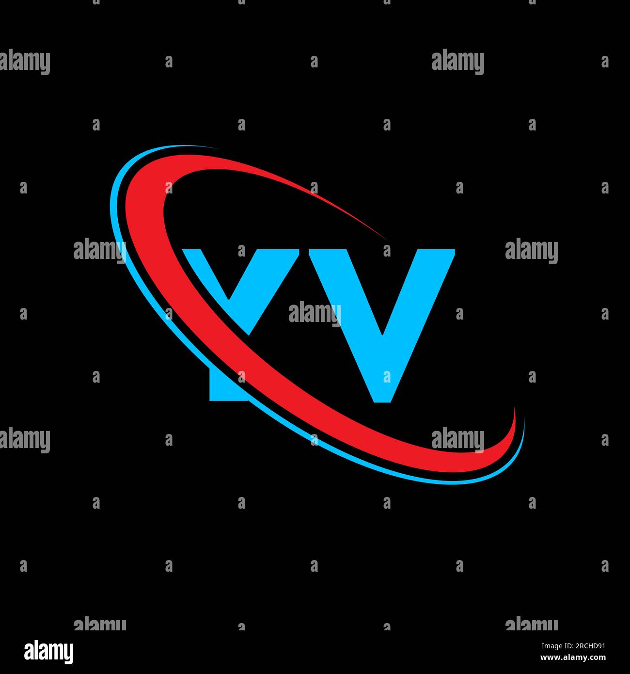 YV Y V letter logo design. Initial letter YV linked circle uppercase