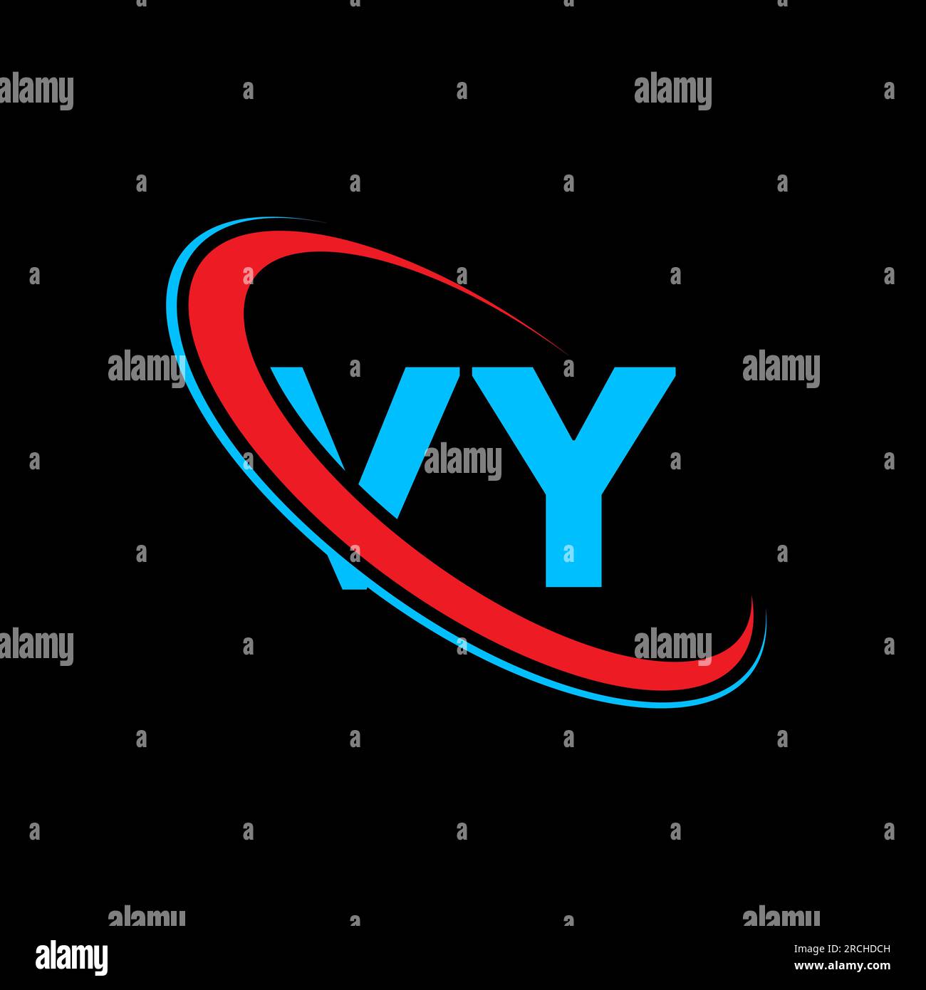 VY V Y letter logo design. Initial letter VY linked circle uppercase monogram logo red and blue. VY logo, V Y design. vy, v y Stock Vector