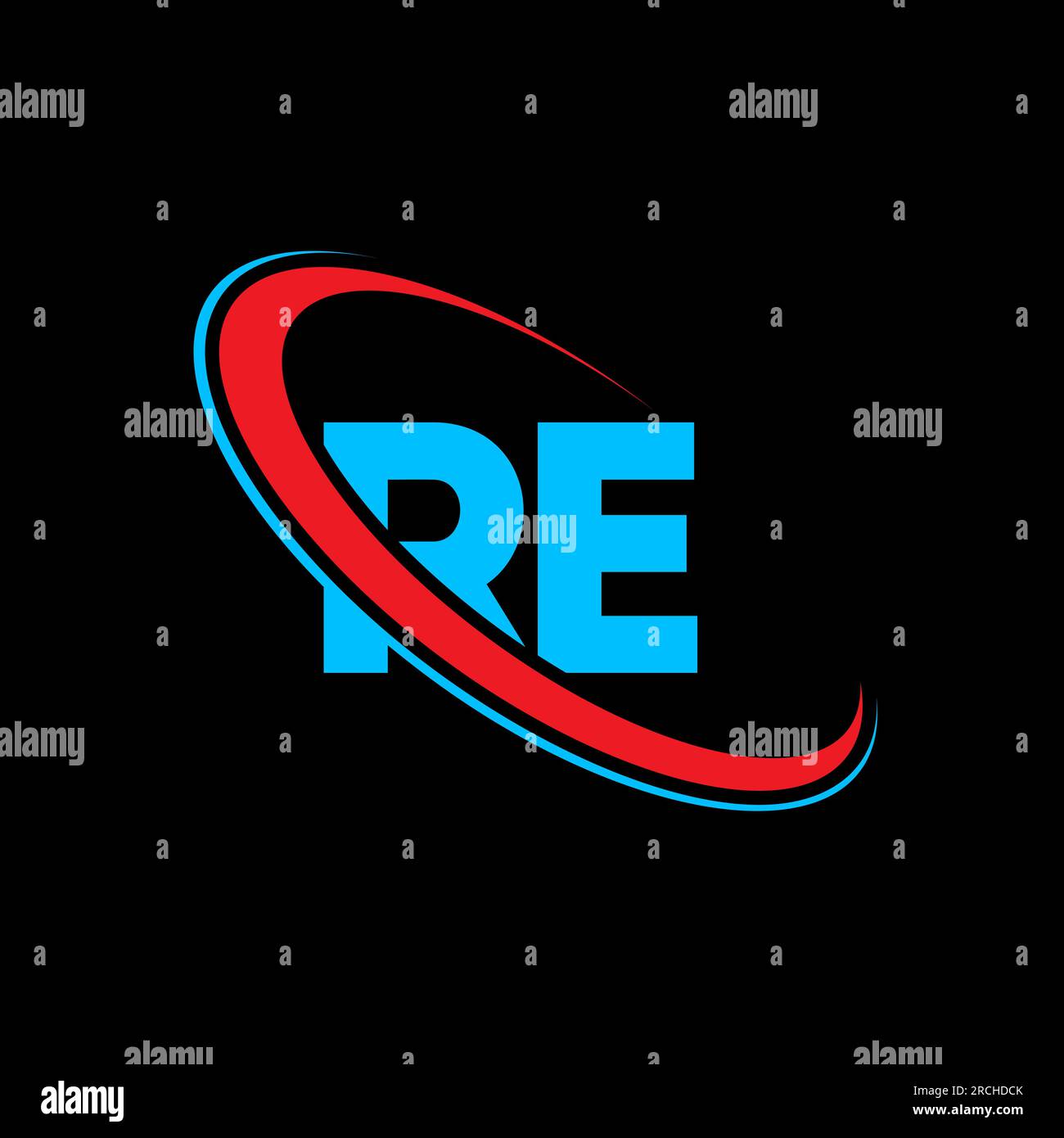 RE R E letter logo design. Initial letter RE linked circle uppercase ...