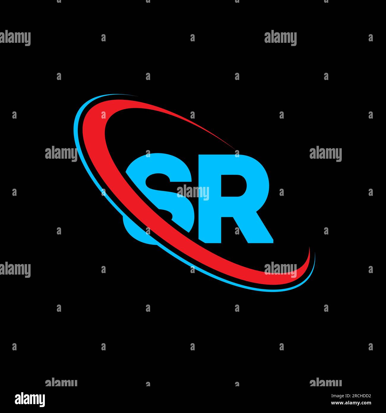 SR S R letter logo design. Initial letter SR linked circle uppercase ...
