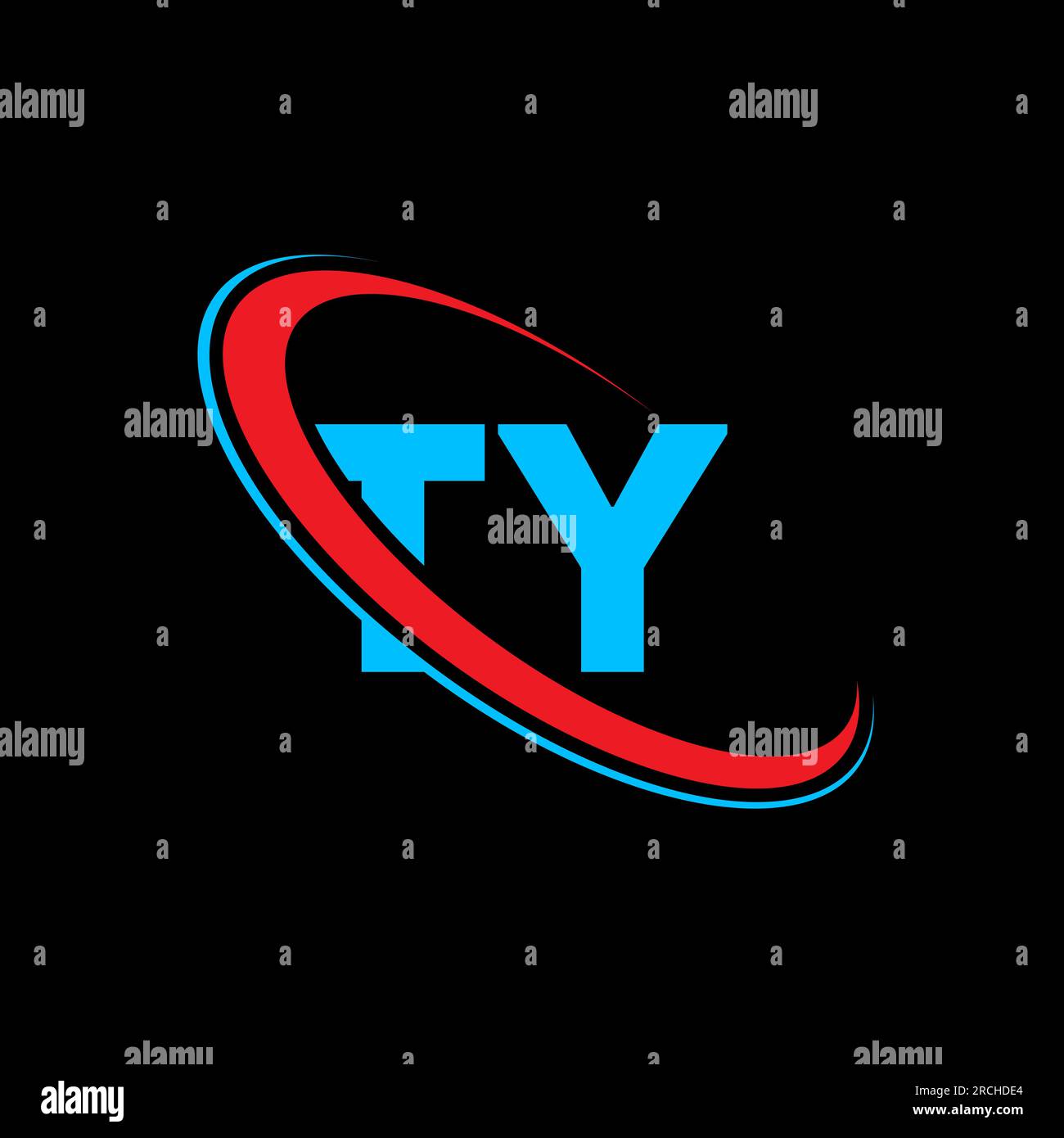 TY T Y letter logo design. Initial letter TY linked circle uppercase