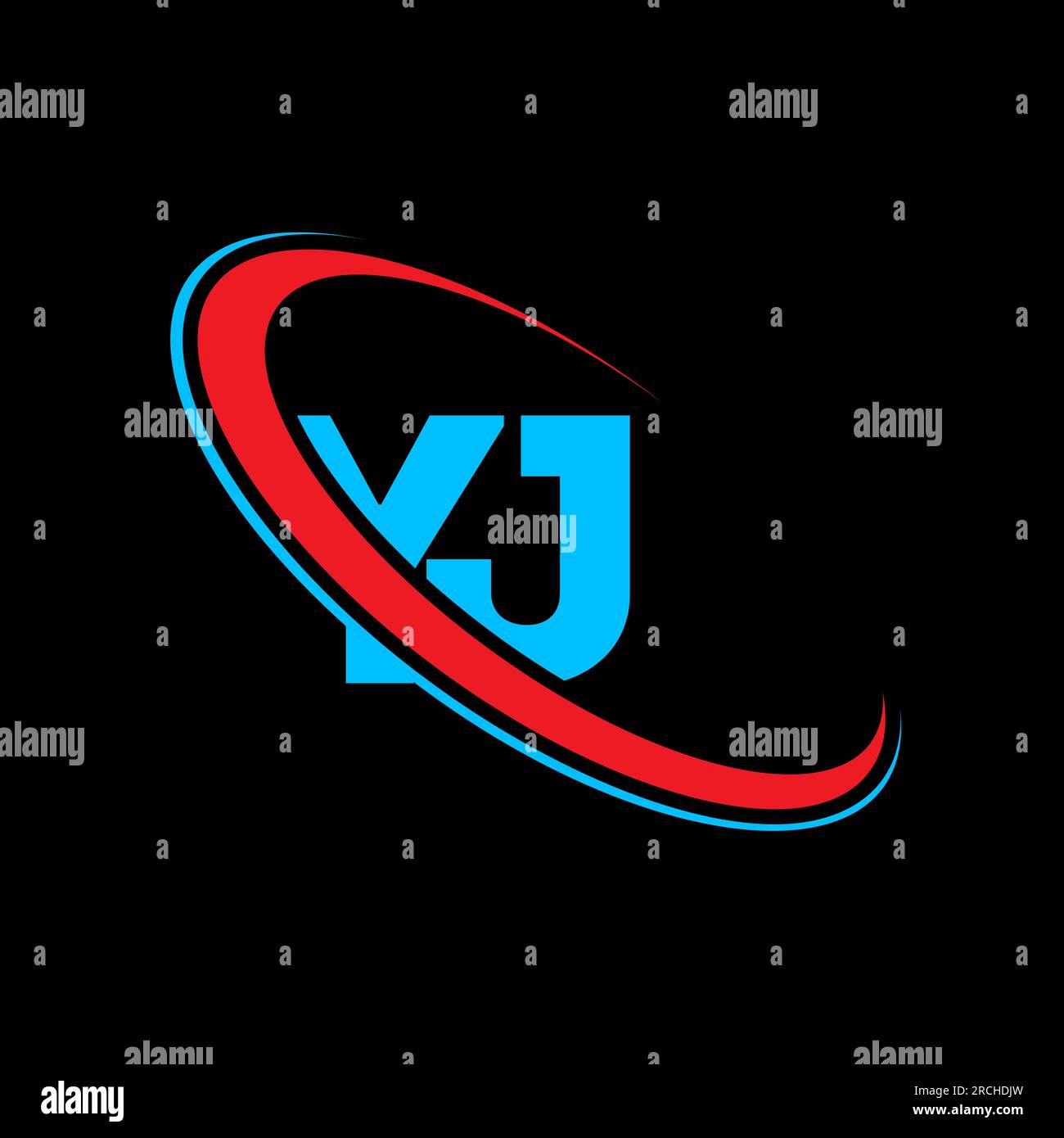 YJ Y J letter logo design. Initial letter YJ linked circle uppercase