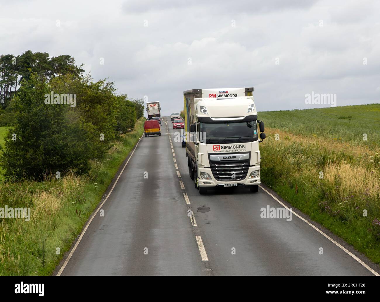 Simmonds integrated logistics solutions truck lorry heavy goods vehicle A346 road, Chiseldon, Wiltshire, England, UK Stock Photo