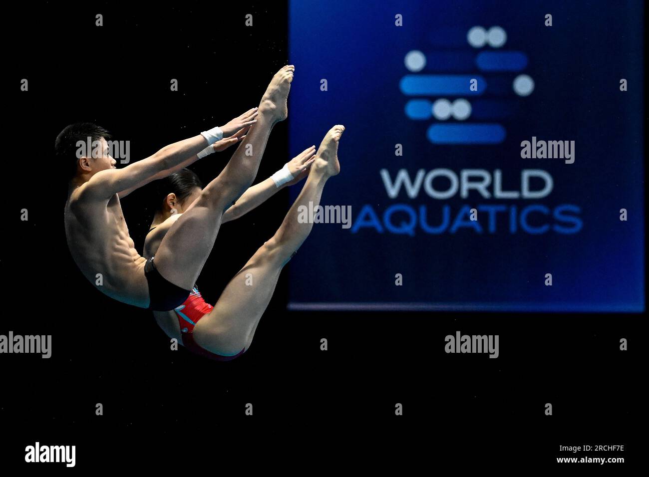 Fukuoka, Japan. 15th July, 2023. Feilong Wang and Jiaqi Zhang of China ...