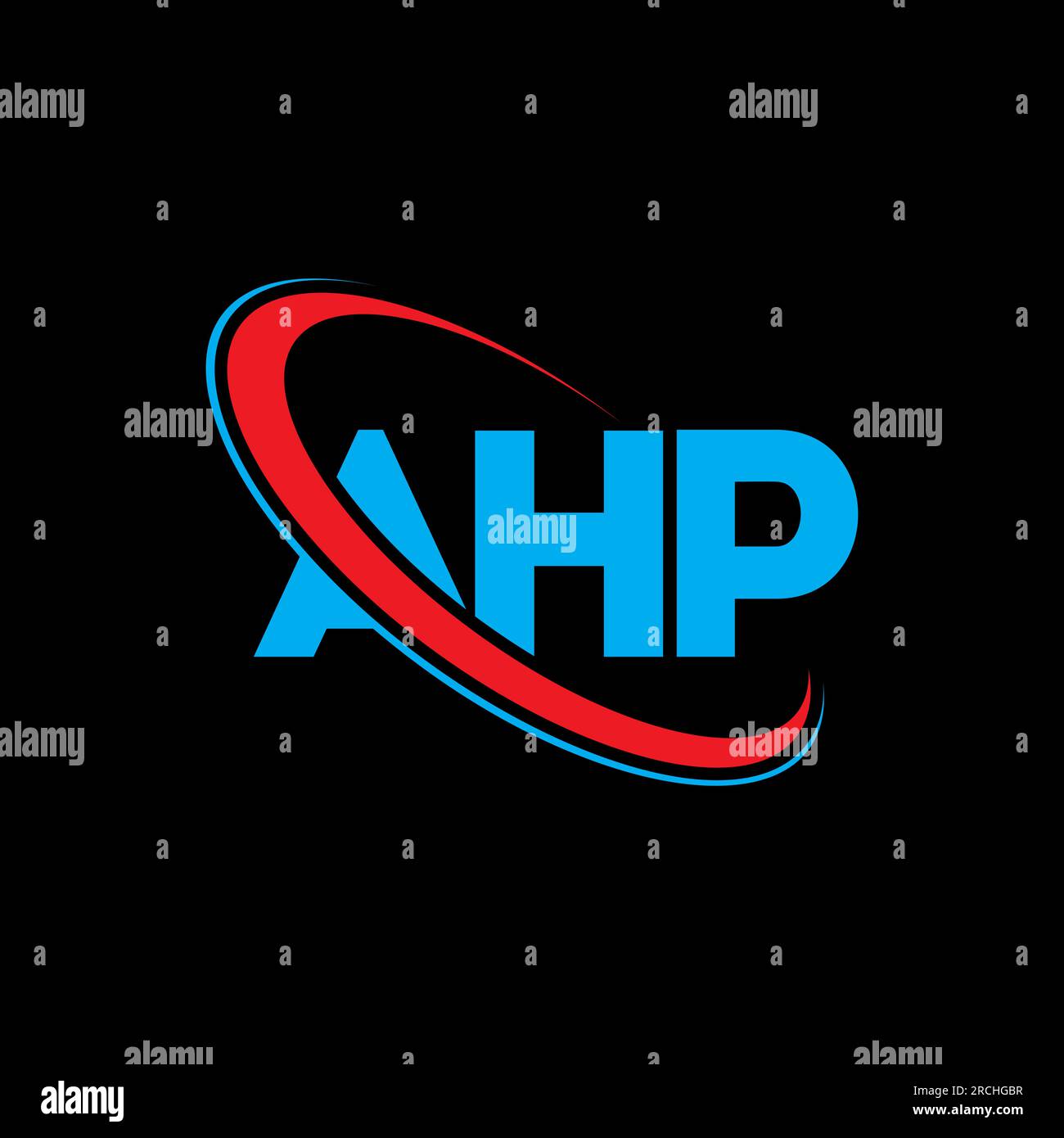 AHP logo. AHP letter. AHP letter logo design. Initials AHP logo linked with circle and uppercase monogram logo. AHP typography for technology, busines Stock Vector