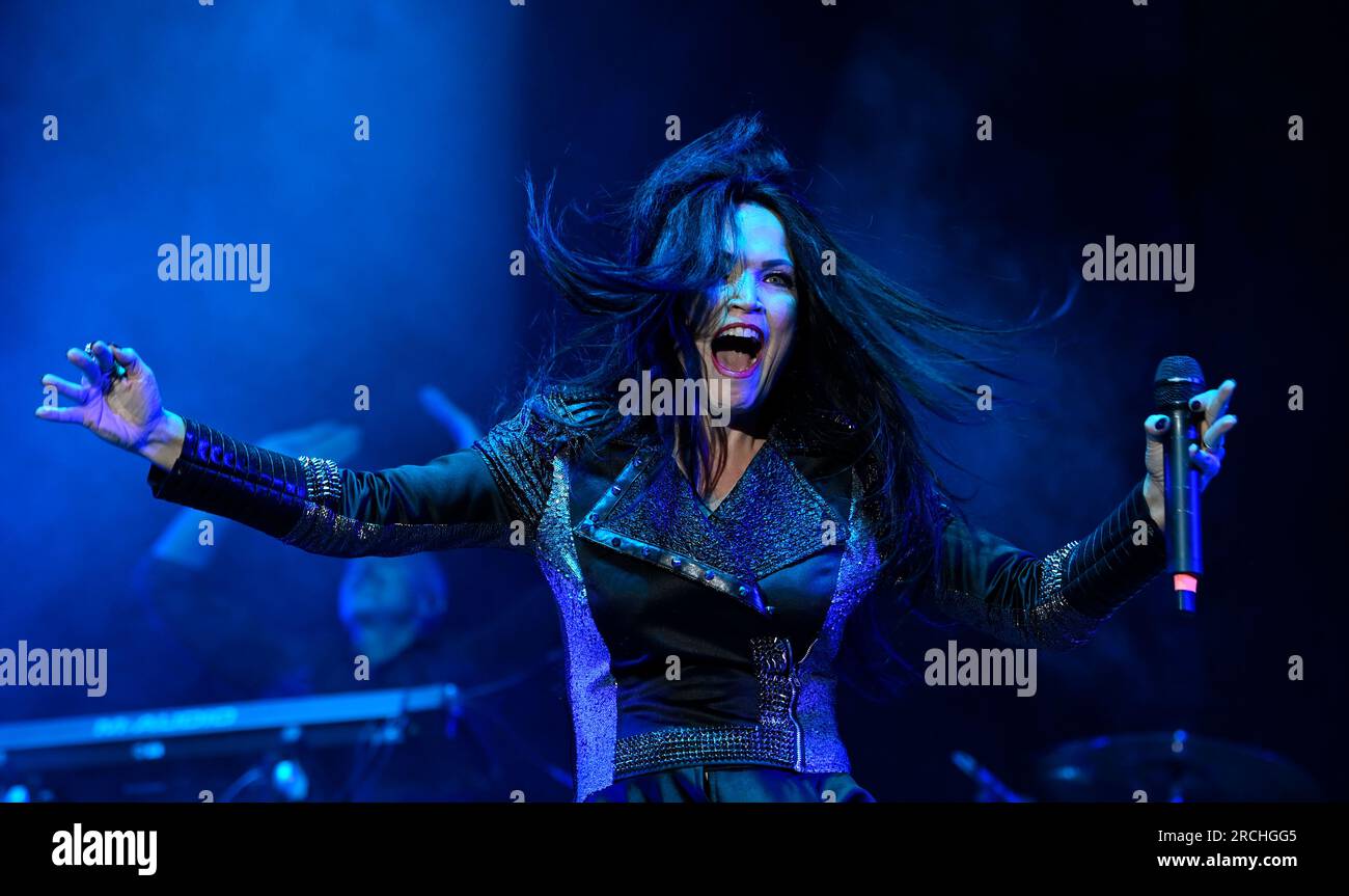 Vizovice, Czech Republic. 14th July, 2023. Tarja Turunen of Finland performs during the second day of the Masters of Rock international metal music festival in Vizovice, Czech Republic, July 14, 2023. Credit: Dalibor Gluck/CTK Photo/Alamy Live News Stock Photo