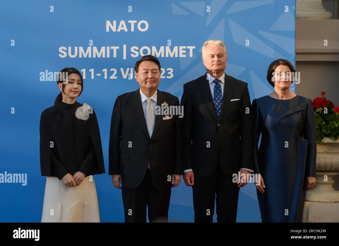 VILNIUS, LITHUANIA. 12th July 2023.  Heads of States and Heads of Governnments arrives for Social Dinner organised by Lithuanian President, during NATO SUMMIT 2023. Stock Photo