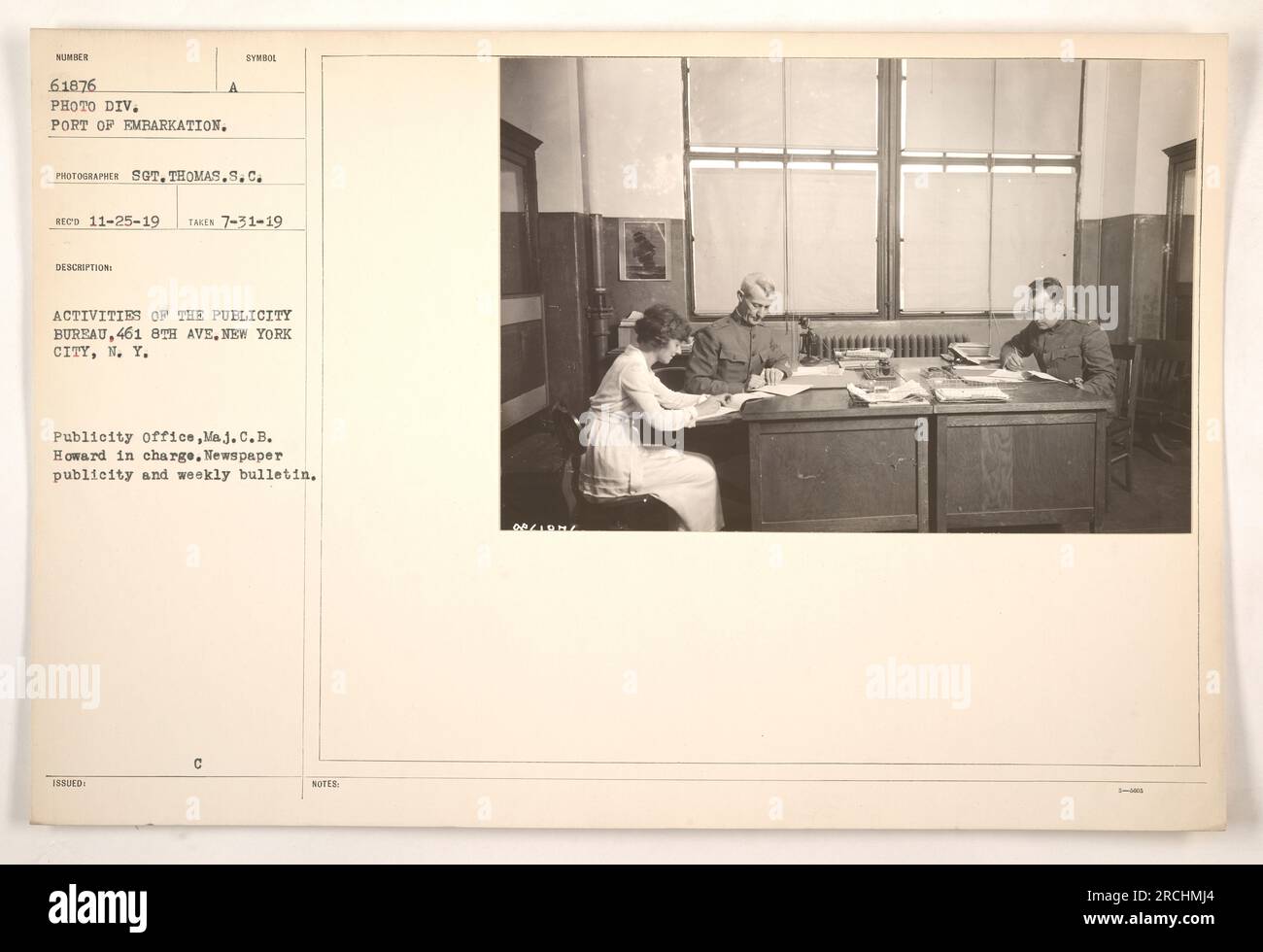 Staff at the Publicity Bureau in New York City, headed by Maj. C.B