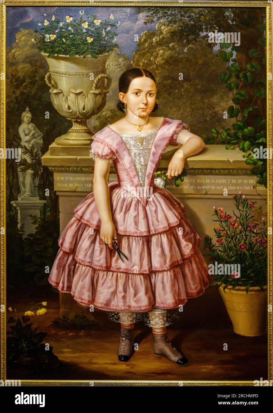 Maria Concepcion Montaner portrait, 1807, Gabrìel Reinès Pocoví , majorcan school, Nins, portraits of children s. XVI-XIX, Sa Bassa Blanca Museum (msb Stock Photo