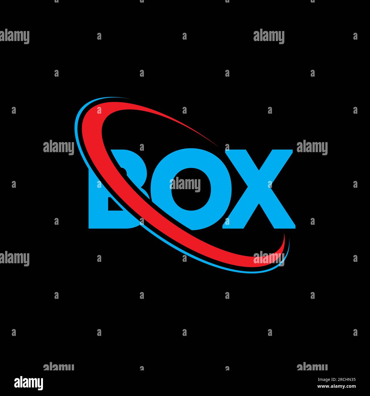 BOX logo. BOX letter. BOX letter logo design. Initials BOX logo linked with circle and uppercase monogram logo. BOX typography for technology, busines Stock Vector