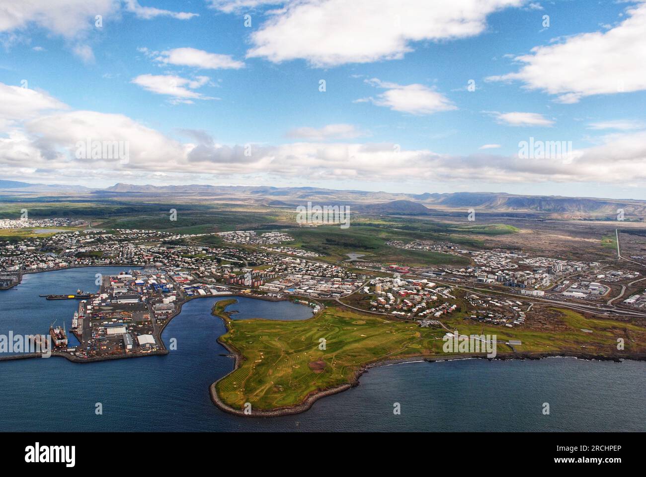 An aerial view of Reykjavik, Iceland. Stock Photo