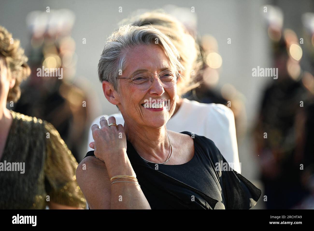 Paris, France. 14th July, 2023. French Prime Minister Elisabeth Borne arriving at a dinner in