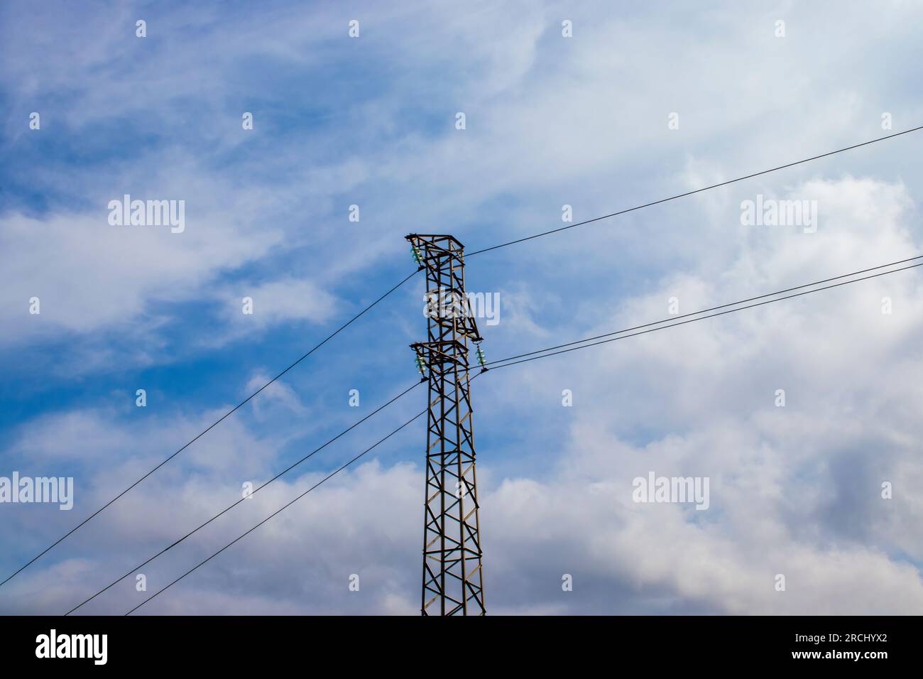 Electrical Towers. Power Line on the Background of a Blue Sky with ...
