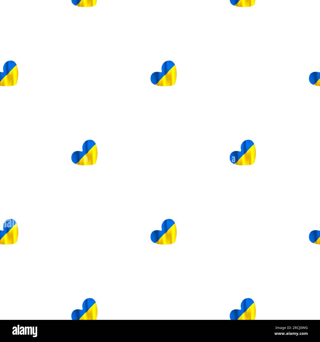 Pattern from Hearts Isolated on a White Background. Colors of the Ukrainian National Flag. Abstract Background for Textile, Typography or Wallpaper. Stock Photo