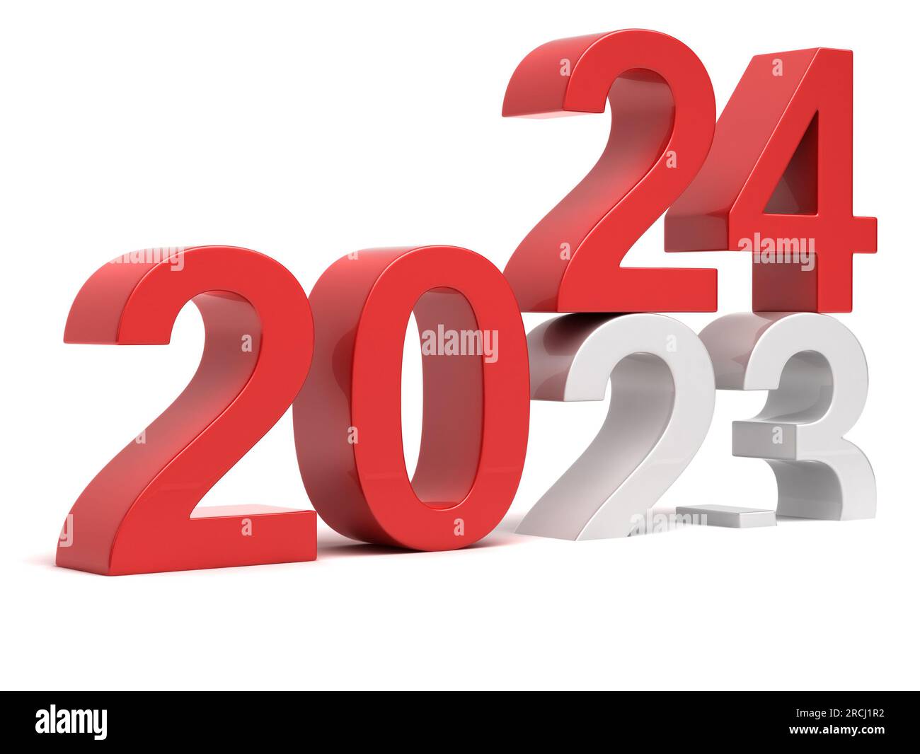 2025 New year change concept. 3d red digits isolated on white
