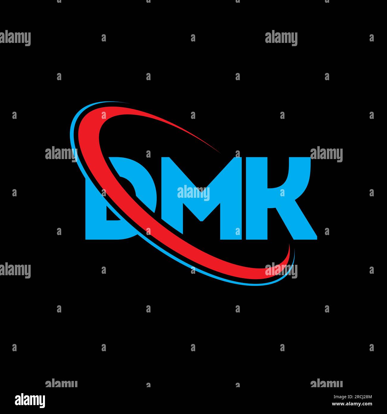 DMK logo. DMK letter. DMK letter logo design. Initials DMK logo linked with circle and uppercase monogram logo. DMK typography for technology, busines Stock Vector