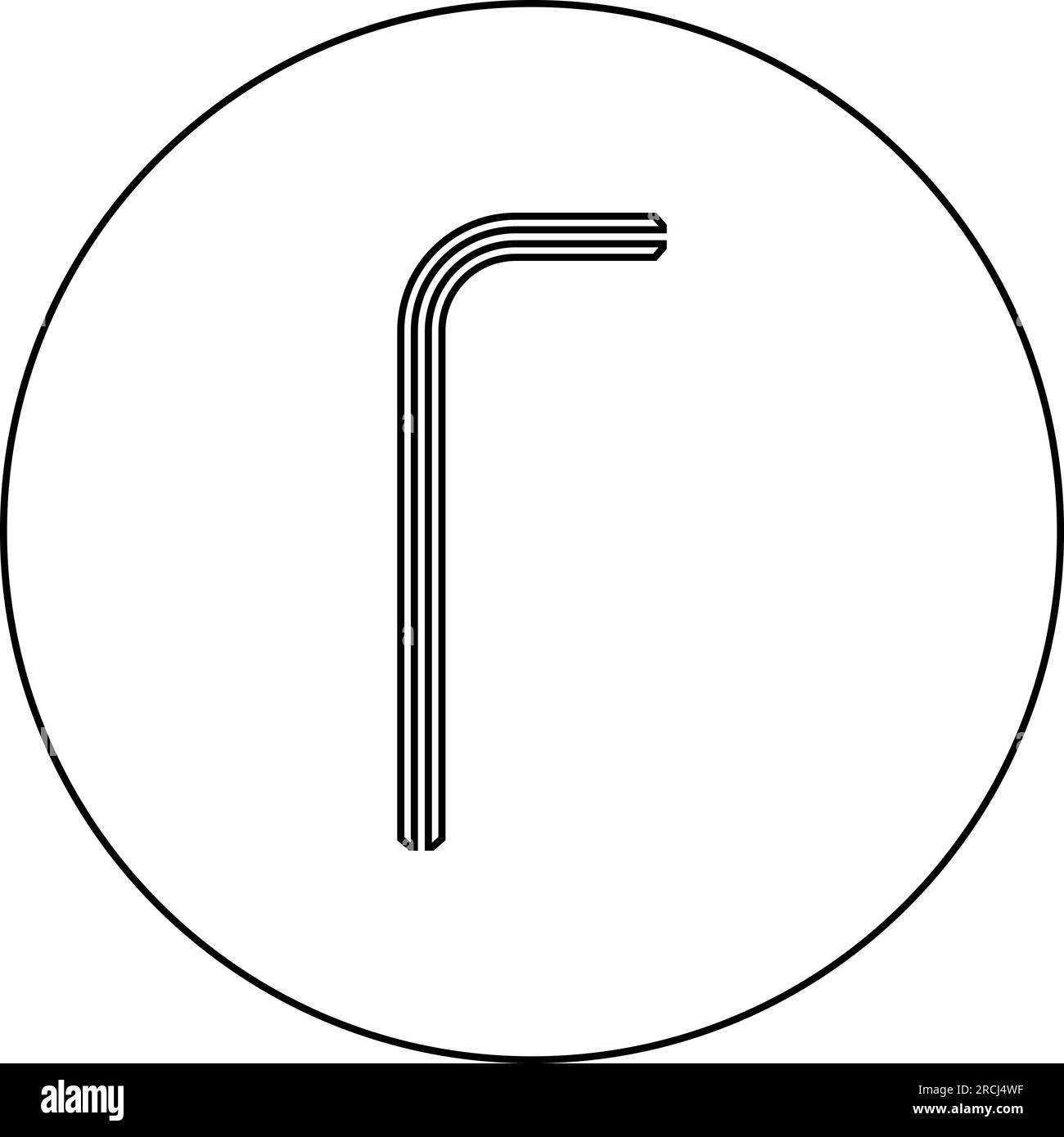 Hex key hex key wrench tool fixing concept icon in circle round black color vector illustration image outline contour line thin style simple Stock Vector