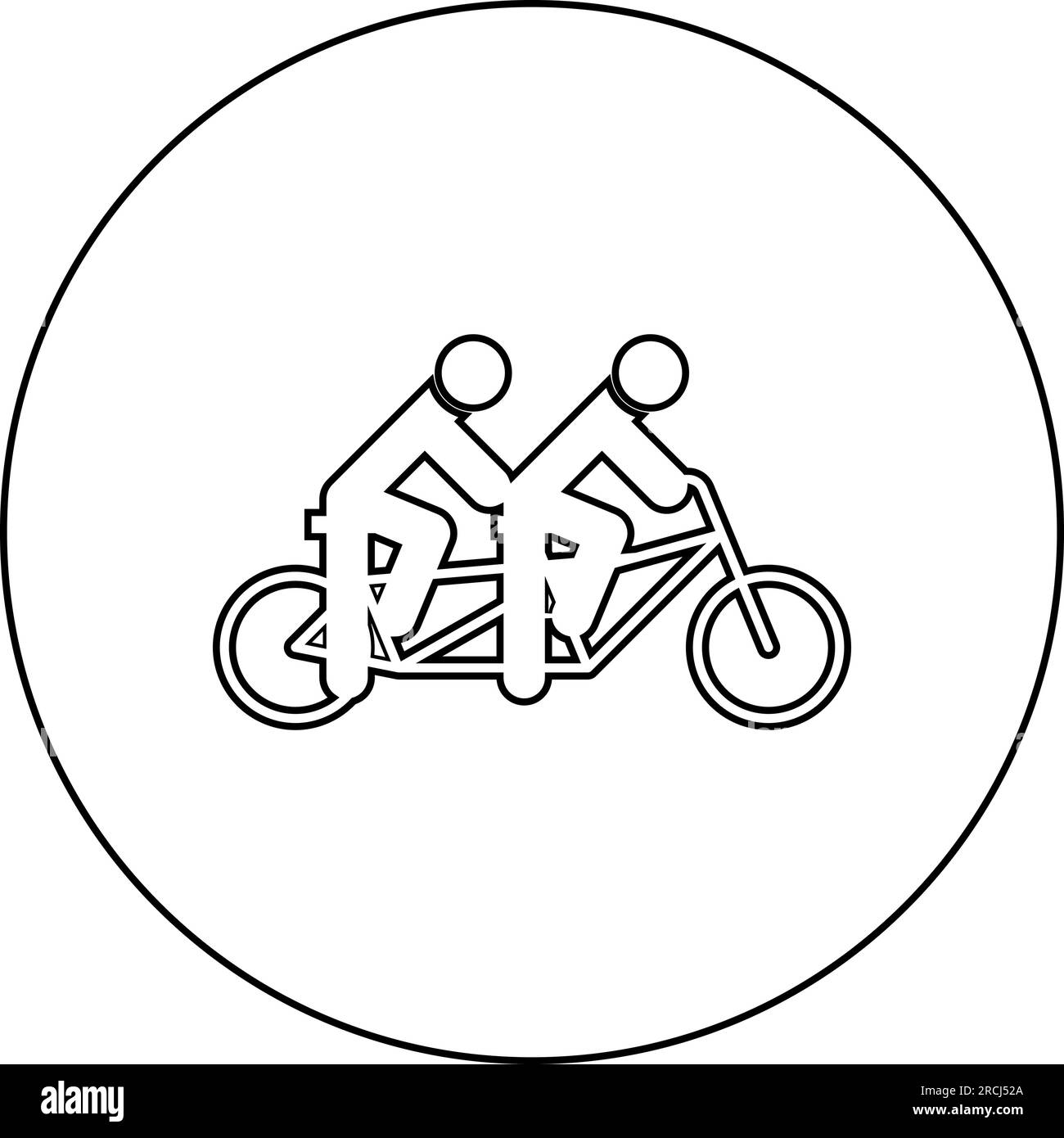 Two people on tandem bicycle ride together bike team concept riding