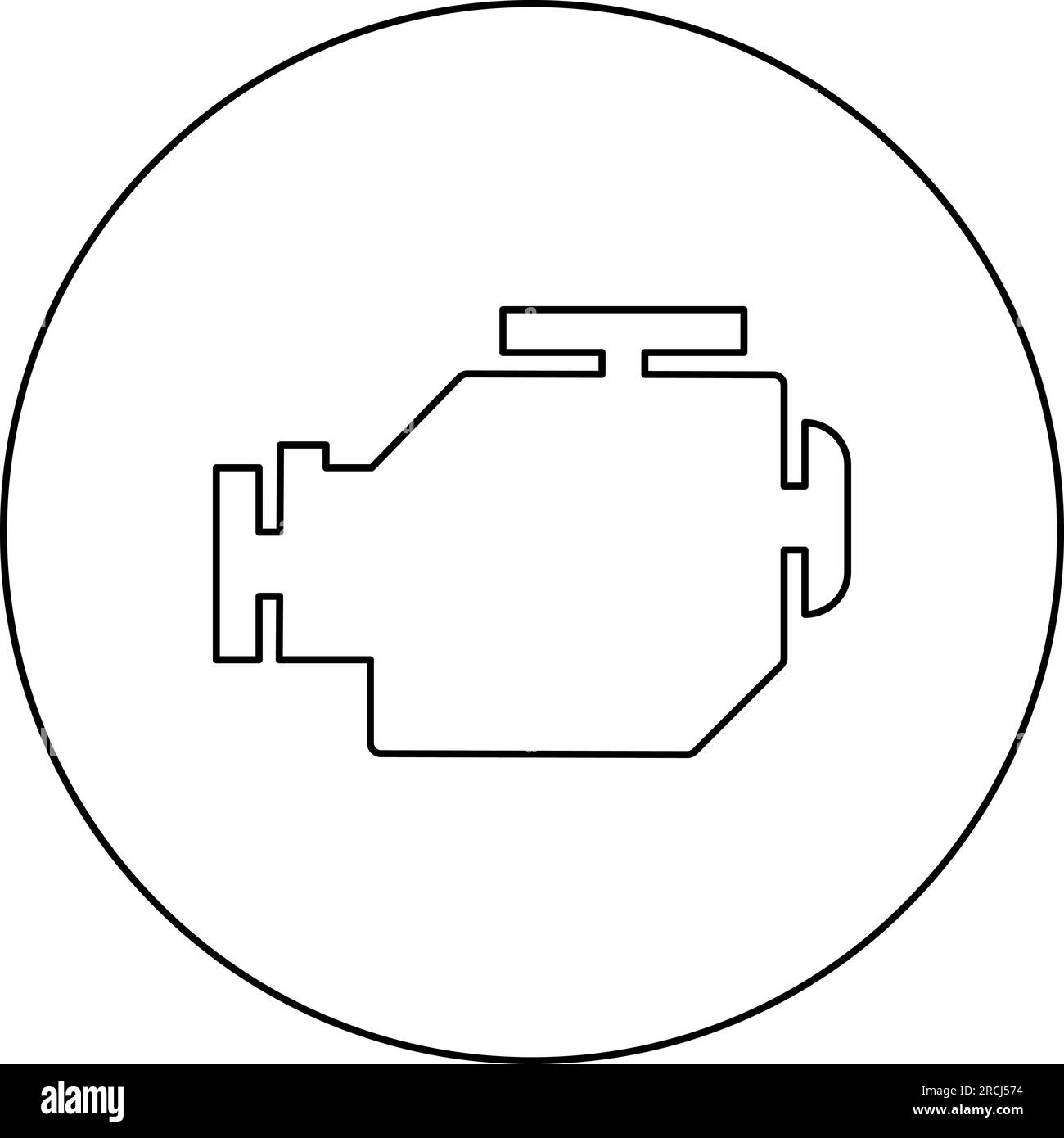 Symbol engine car icon in circle round black color vector illustration