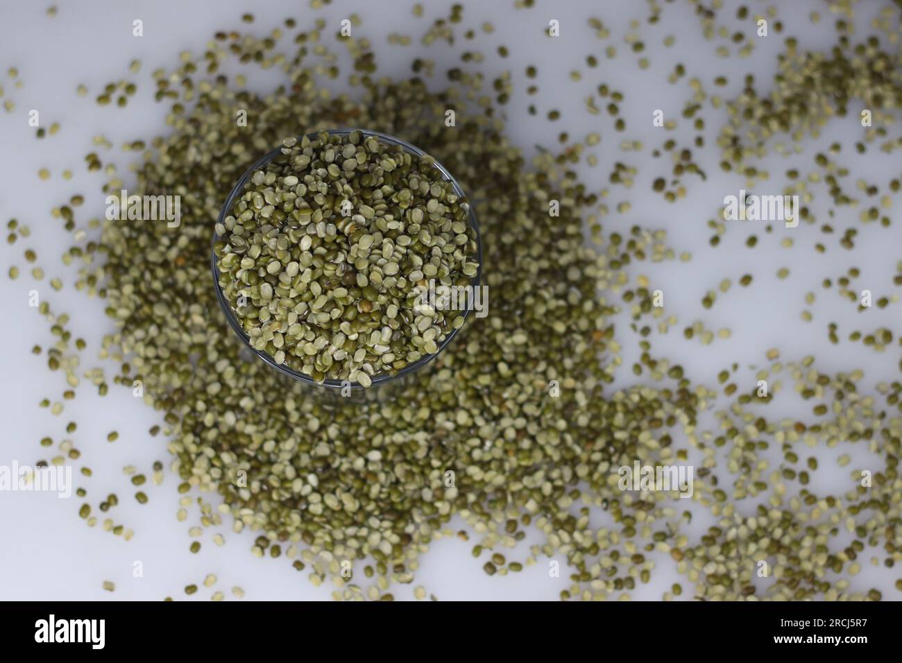 Split mung beans with skin is a legume, with green skin. It is also