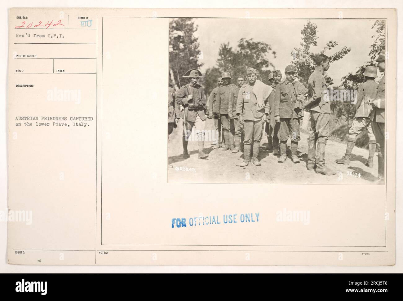 Austrian prisoners captured on the lower Piave, Italy during World War ...
