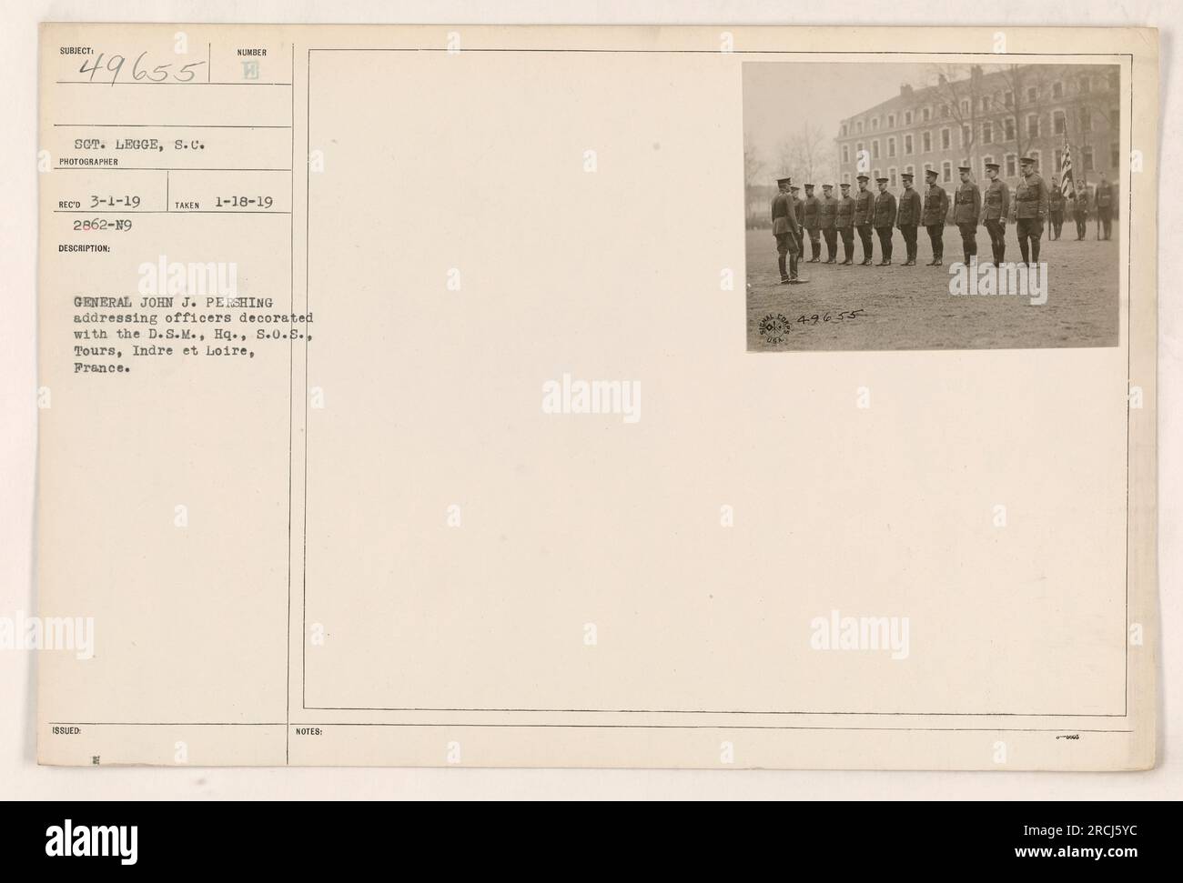 General John J. Pershing addressing officers decorated with the