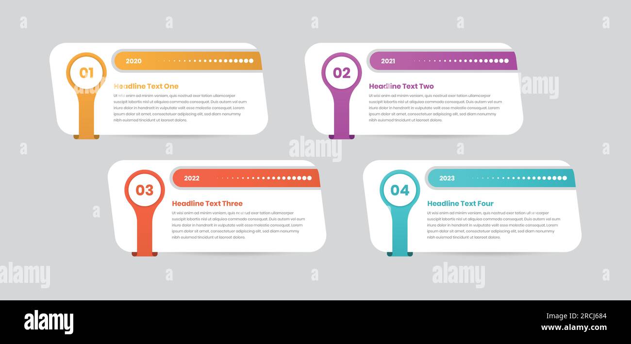 Minimalist designed modern text presentation step infographic card template Stock Vector