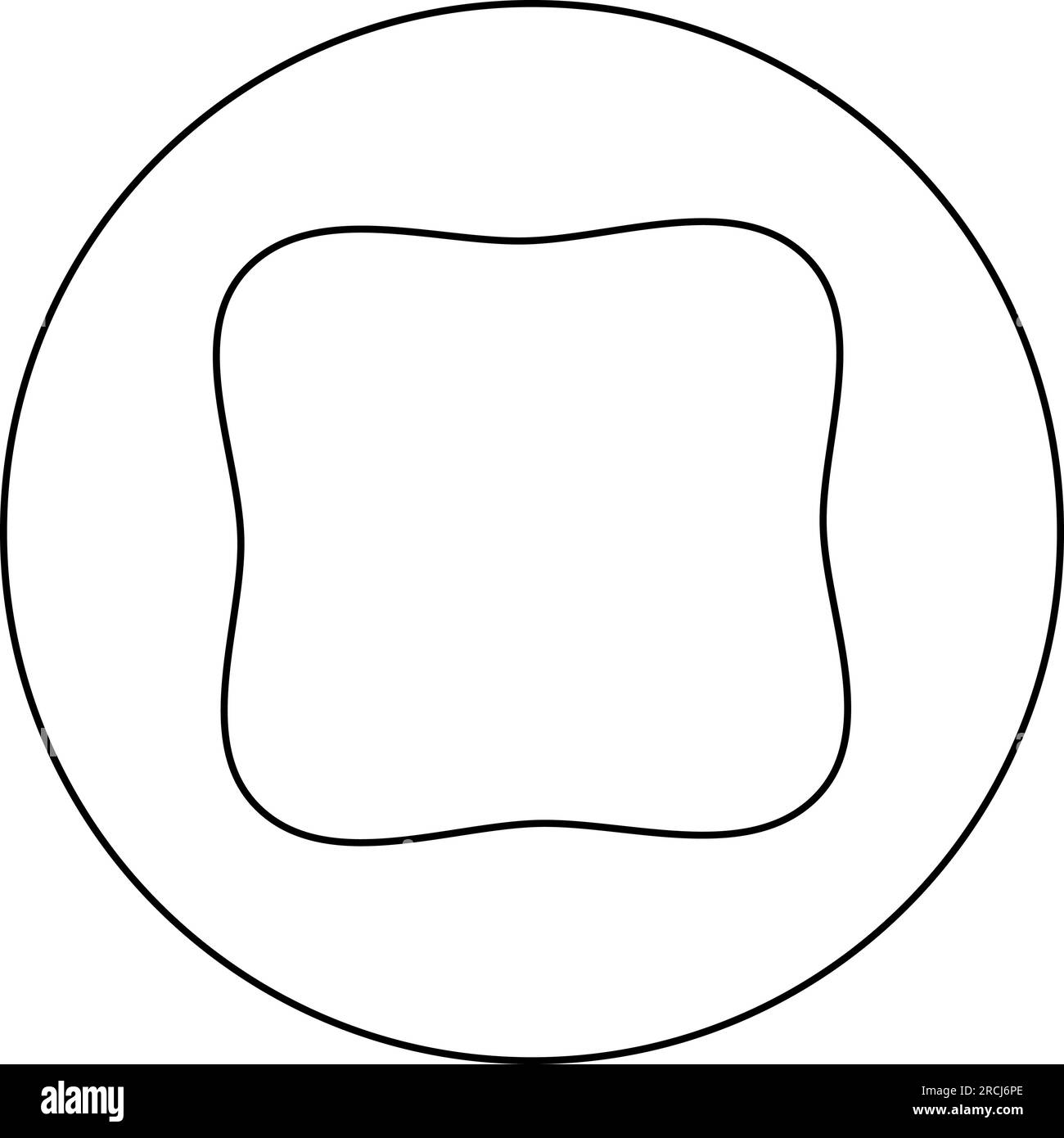 Square have rounded corners rectangle shape icon in circle round black