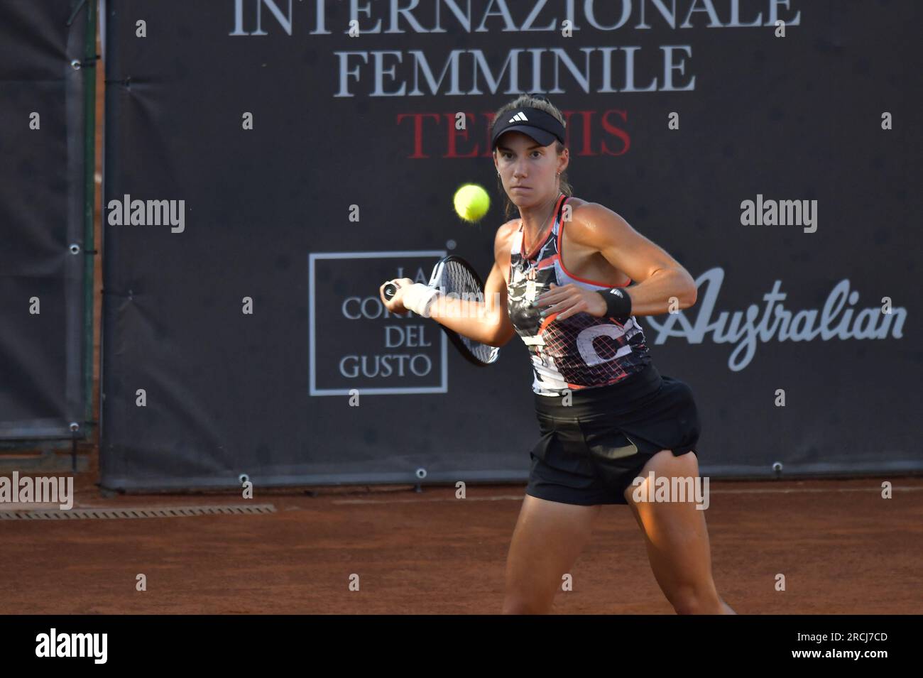 Emiliana Arango of Colombia in action against Irene Burillo of Spain during  the Mutua Madrid Open 2023, Masters 1000 tennis tournament on April 25, 2023  at Caja Magica in Madrid, Spain 