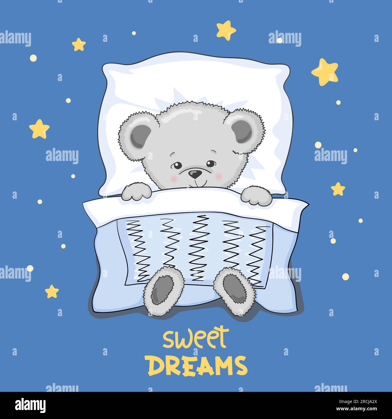 Cute Cartoon Sleeping Teddy Bear Vector Illustration Stock Vector Image