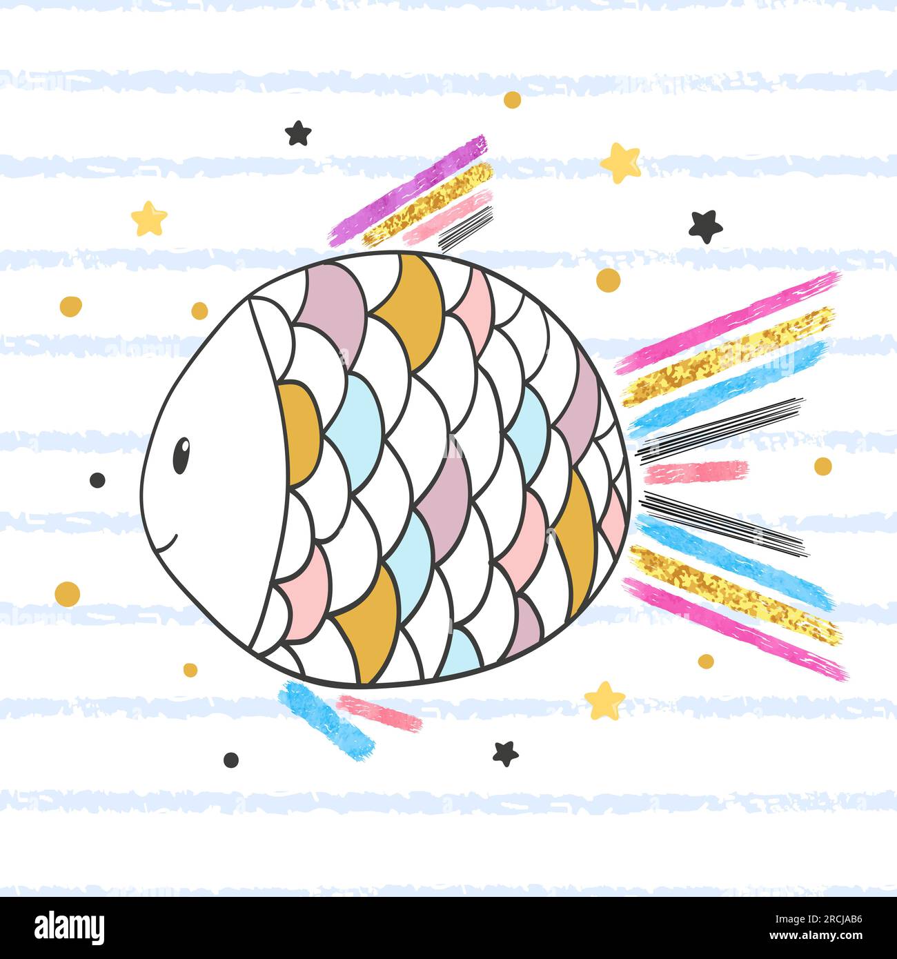Cute colorful cartoon fish. Vector illustration for kids design. Stock Vector