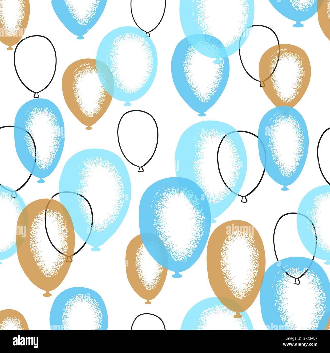 Blue and golden balloons seamless pattern. Vector celebration