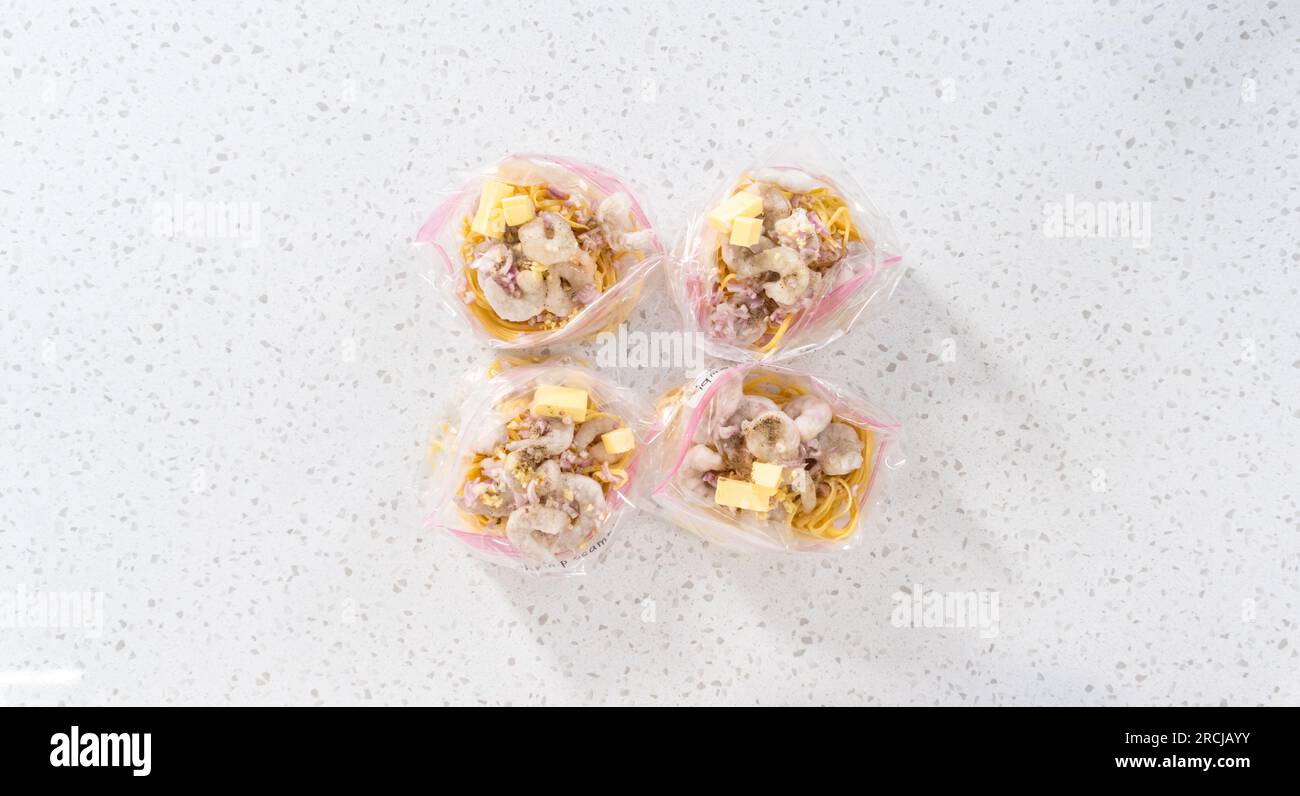 Frozen shrimp scampi meal prep Stock Photo Alamy