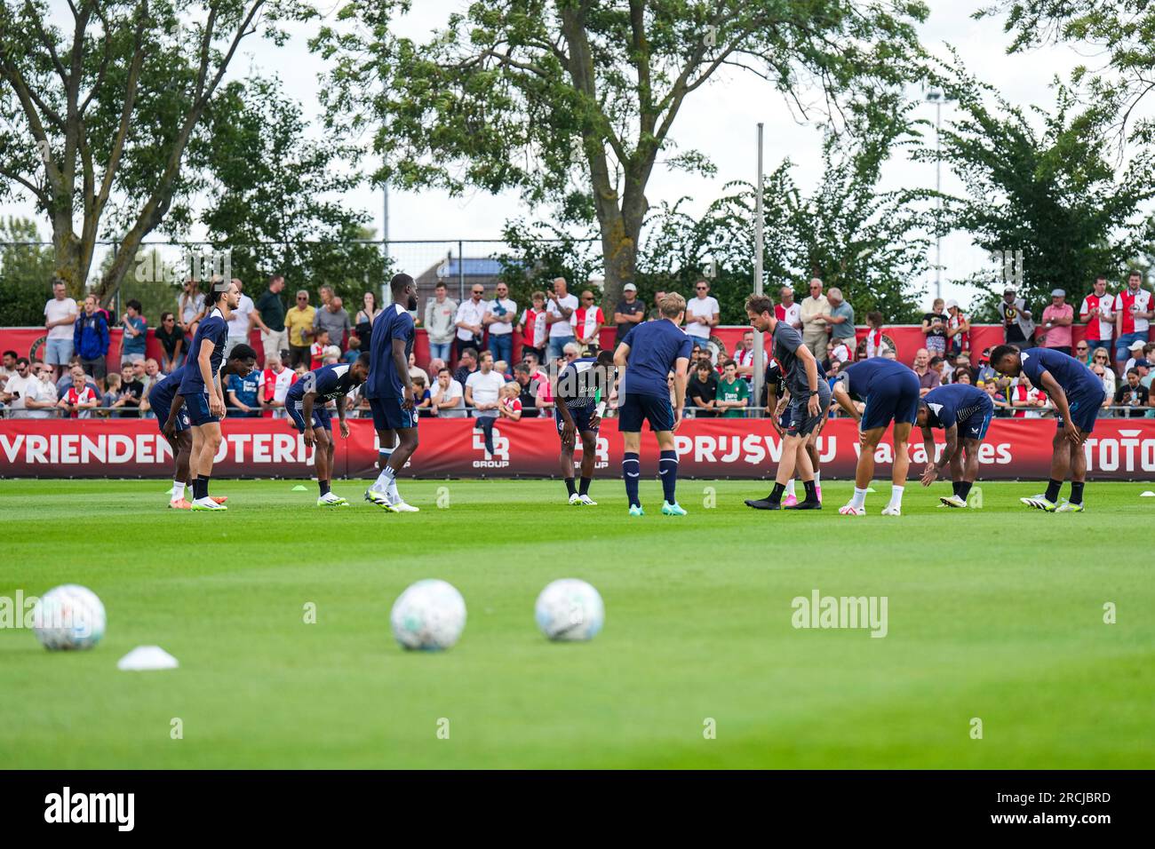 Barendrecht, Netherlands. 15th July, 2023. Barendrecht - Players of Feyenoord during the friendly match between Feyenoord v Royale Union Saint-Gilloise at Sportpark Smitshoek on 15 July 2023 in Barendrecht, Netherlands. Credit: box to box pictures/Alamy Live News Stock Photo