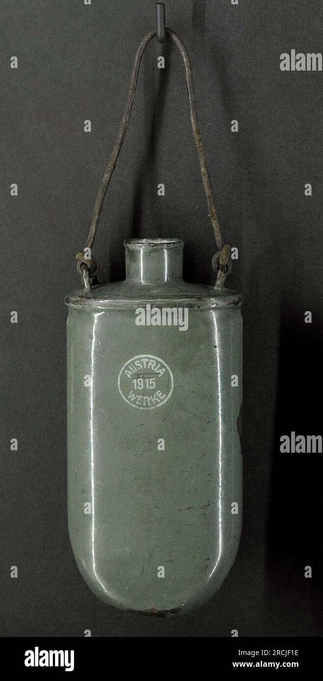 First World War (1914-1918). Austro-Hungarian army water bottle. Latvian War Museum. Riga. Latvia. Stock Photo