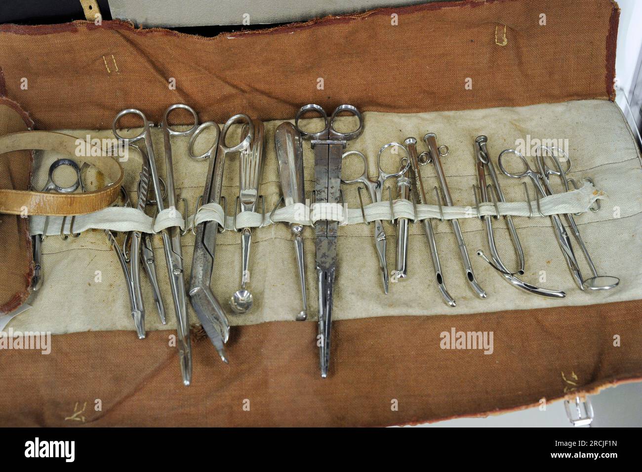 First World War (1914-1918). Surgical kit of a Russian army medical officer. Latvian War Museum. Riga. Latvia. Stock Photo
