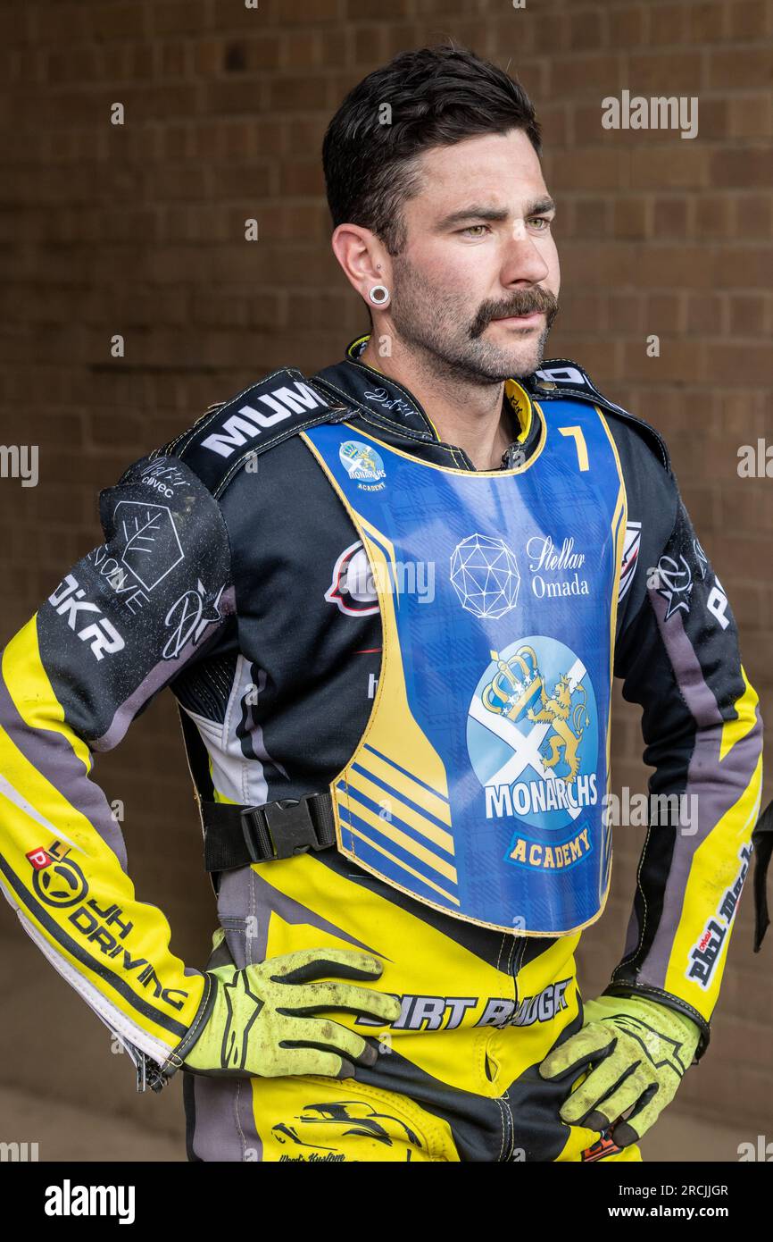 Dayle Wood - Edinburgh Monarchs Academy speedway rider.  Portrait. Stock Photo