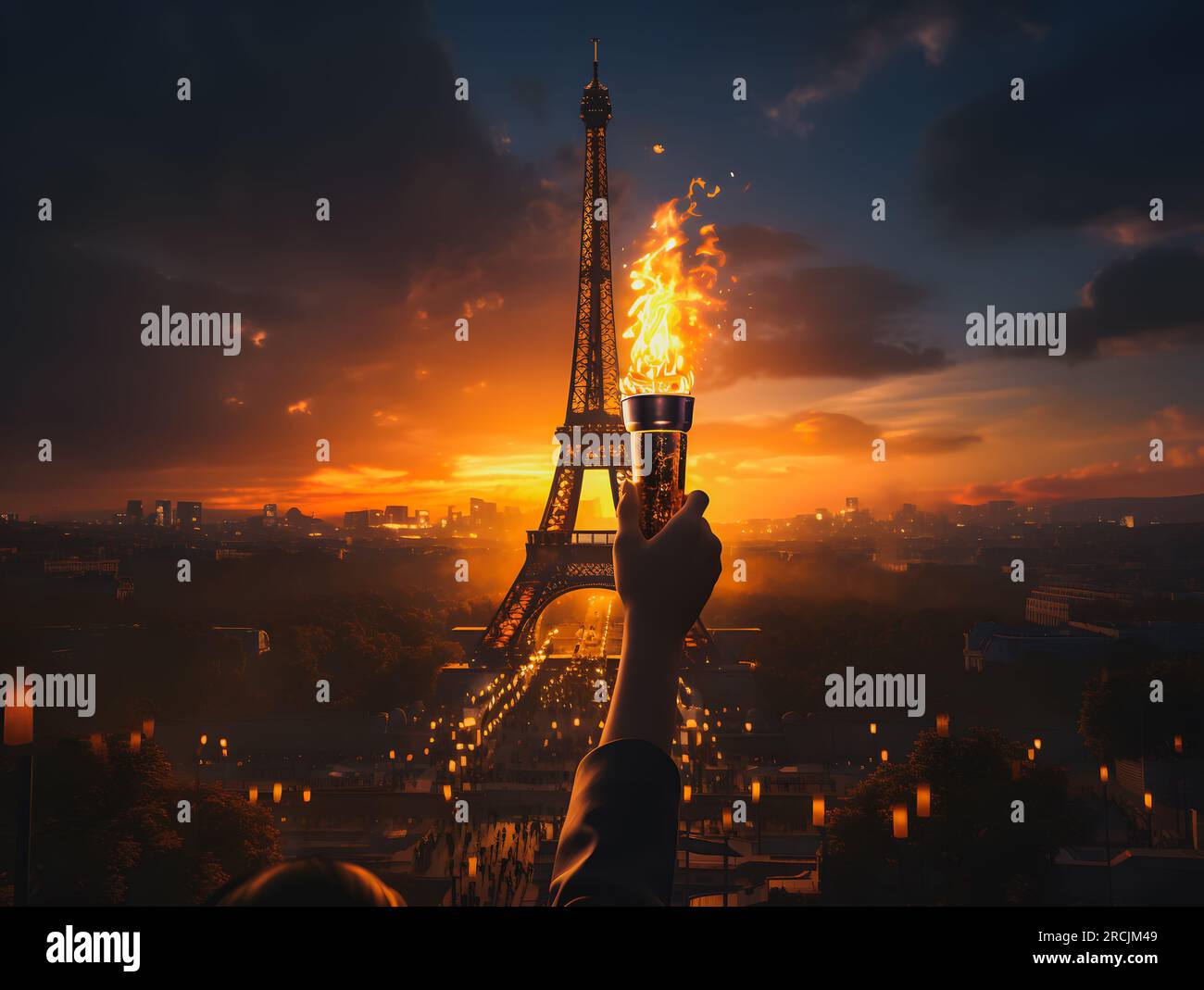 Olympic flame, Olympic Games 2025 Paris. Generative AI Stock Photo Alamy