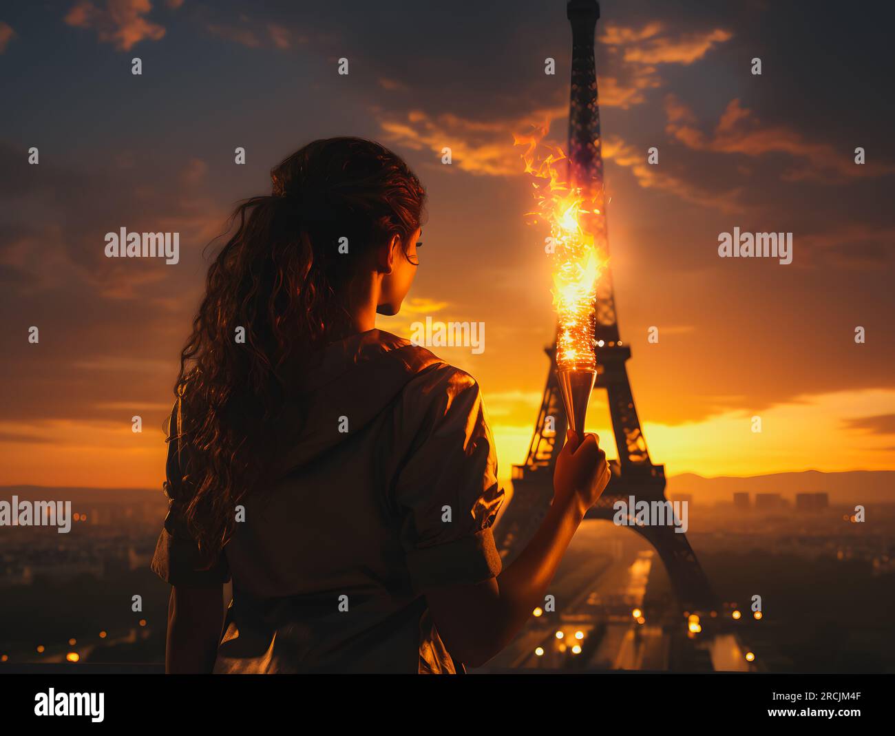 Olympic flame, Olympic Games 2024 Paris. Generative AI Stock Photo Alamy