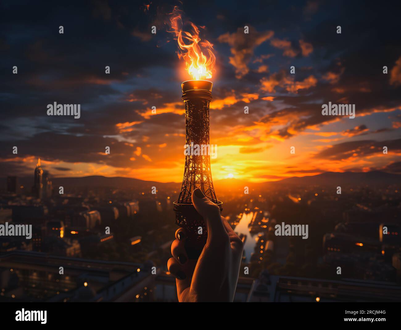 Olympic flame, Olympic Games 2024 Paris. Generative AI Stock Photo Alamy
