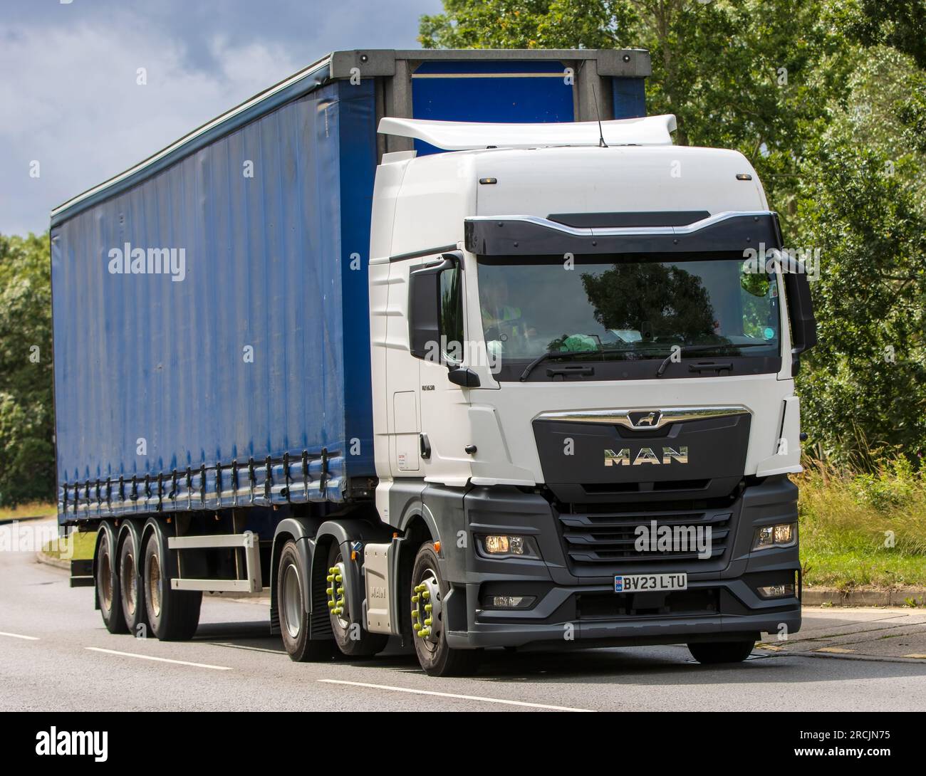 Milton Keynes UK July 13th 2023: 2023 MAN 3 AXLE   3 AXLE ARTIC