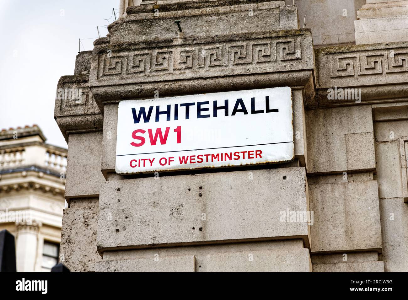 Downing Street and Whitehall, street sign, city of westminster, London,SW1, England, UK Stock Photo