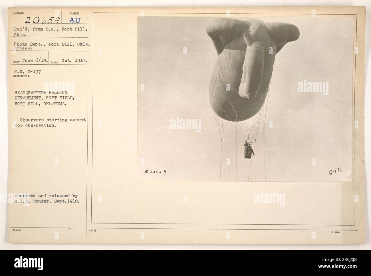 Observers ascending in a balloon for observation purposes at