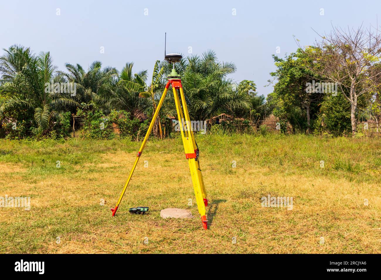 GPS device for surveying at the work site Stock Photo