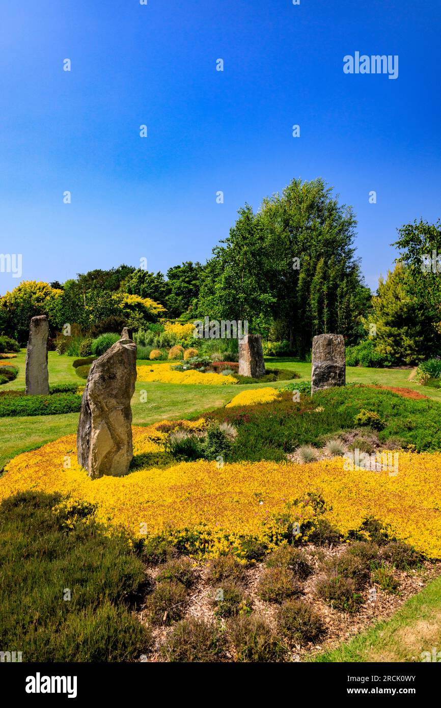 The Holme Henge with its Purbeck stone monoliths and colourful heathers