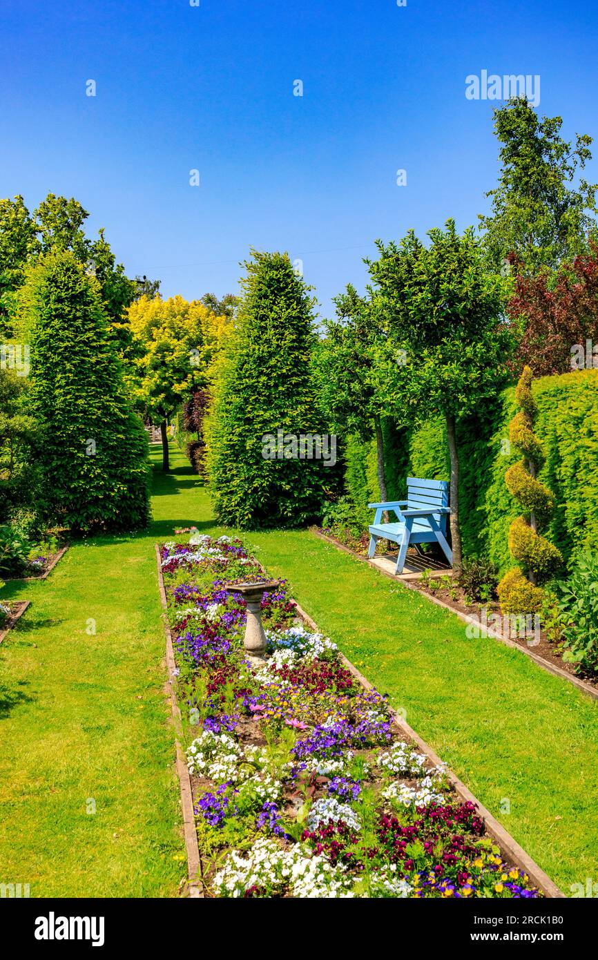 The distinctive high hedges and colourful central border of the Canal