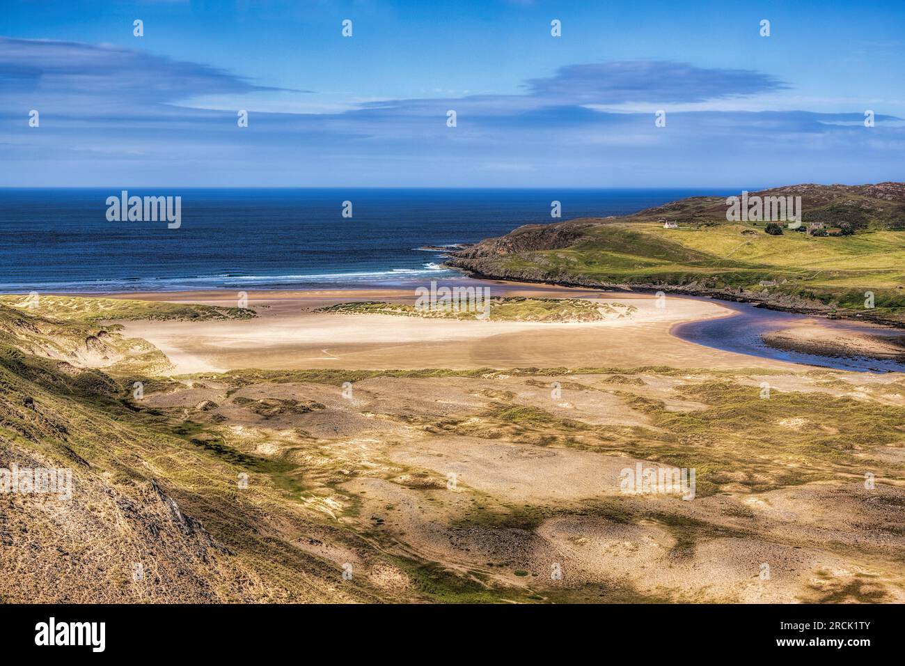 Bettyhill beach, River Naver, and Torrisdale Bay Stock Photo
