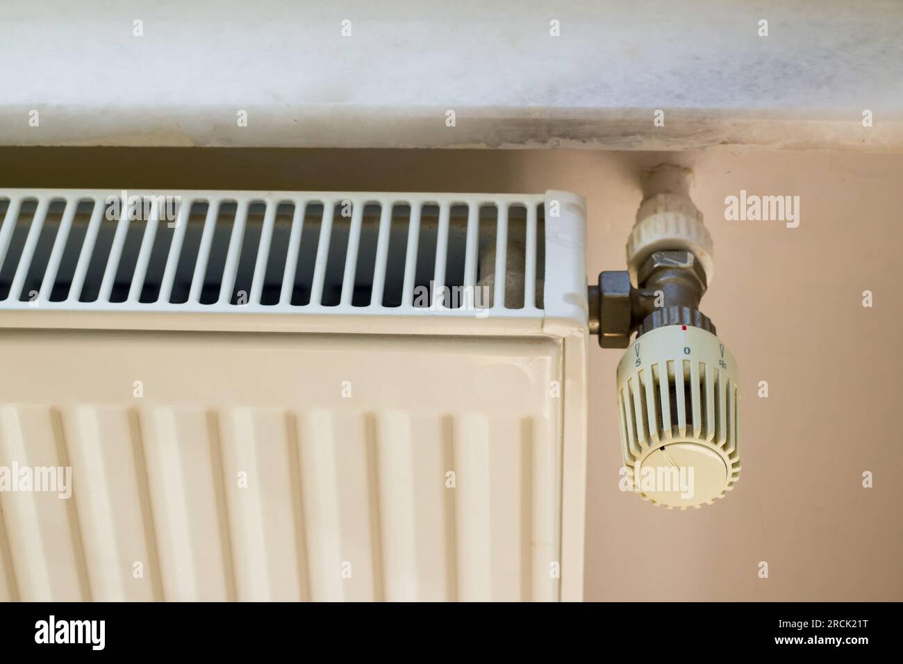 Closeup taken of natural gas radiator mounted on the wall, ready for