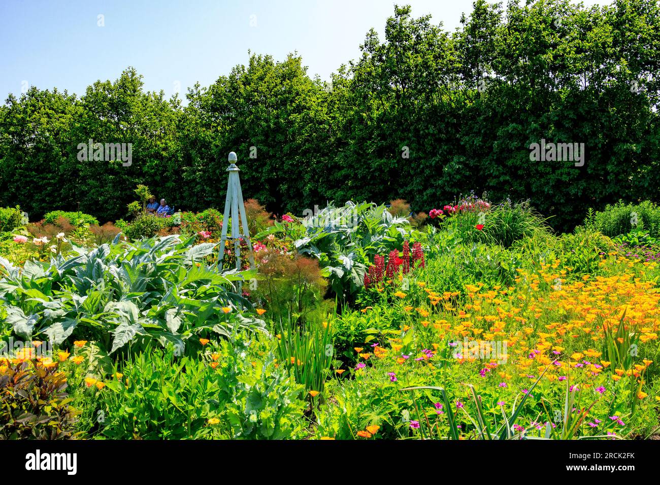 The colourful Formal Flower Garden at the Holme for Gardens landscaped gardens near Wareham, Dorset, England, UK Stock Photo